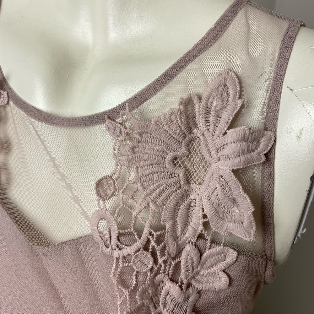 A’Reve Light Lilac Chiffon Floral Lace Dress Sz S - Picture 5 of 11
